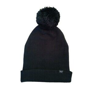 TNA Beanie Winter Hat with Pompom Ribbed Warm Hunter Green